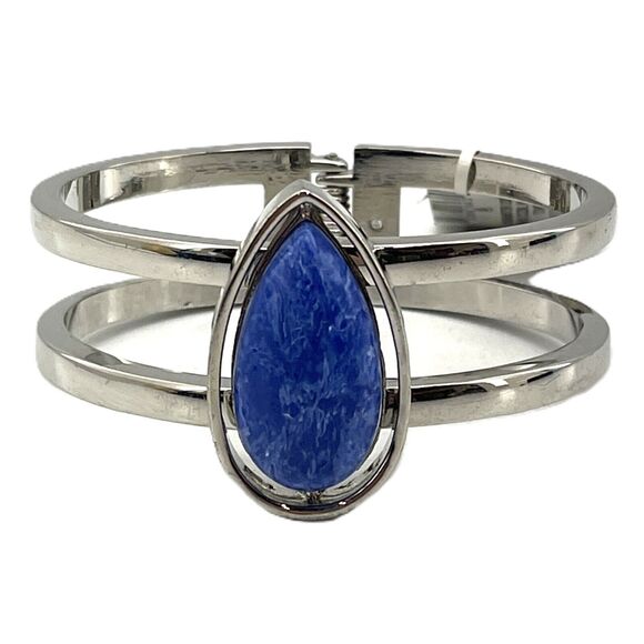 Macy’s Sterling Silver Lapis Lazuli Gemstone Bracelet – Interlocking Design - Picture 1 of 8